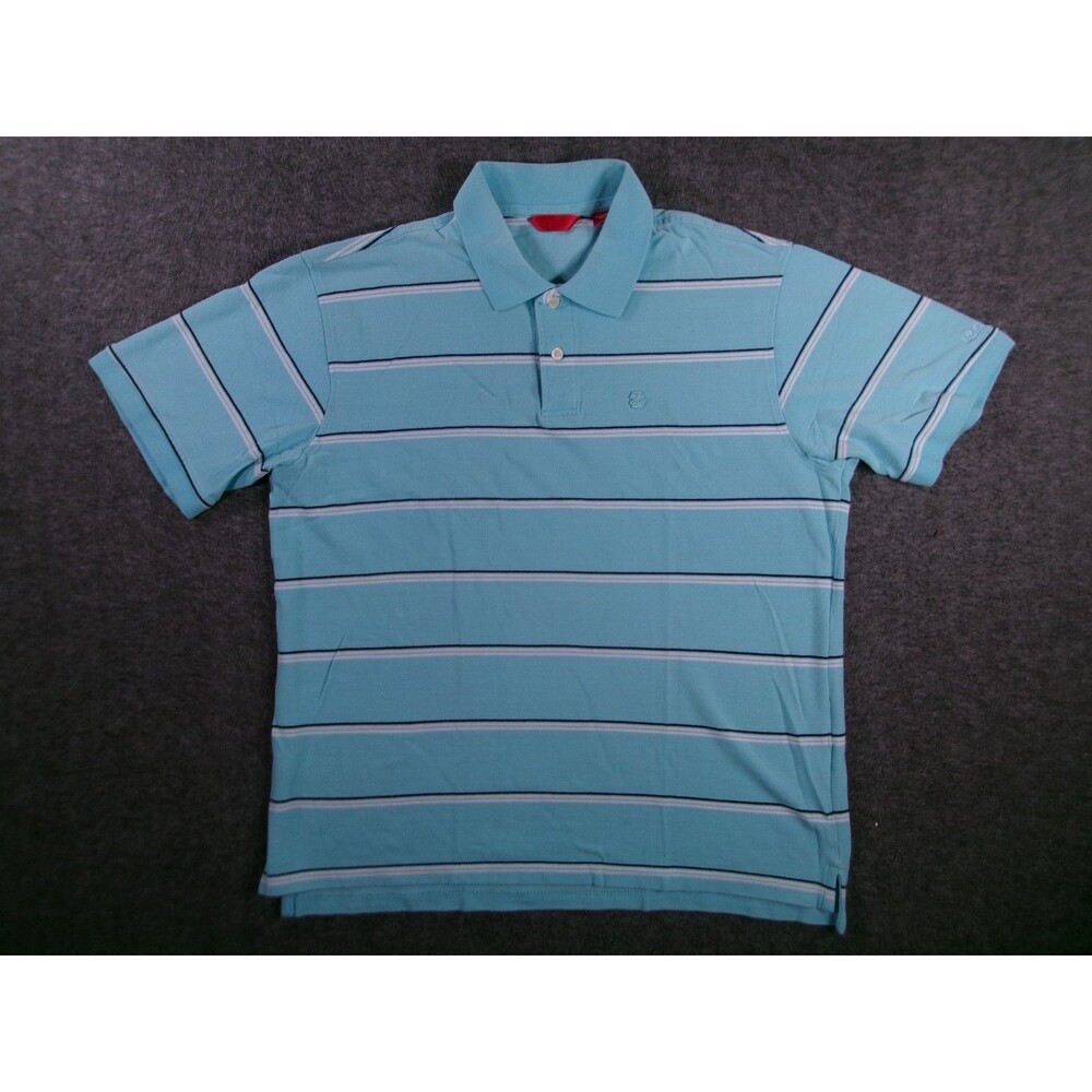 Izod Polo Shirt Mens Large Blue Stripped Short Sleeve Classic Casual Preppy Golf